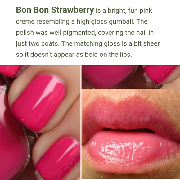 🆕 Lancôme Bon Bon Strawberry Pink Color Fever Lip Gloss Nail Varnish Lacquer - Picture 7 of 9